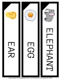 Find that difficult long word here! Letter E Illustrated Word Strips By Curiosity Preschool Tpt