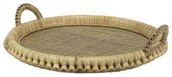 4.8 out of 5 stars with 25 ratings. Large Retro Round Natural Rattan Tray Handles Serving Decorative Bar Coastal Tropical Serving Trays By My Swanky Home Houzz
