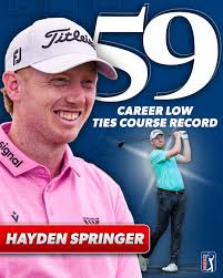 In December, Hayden Springer earned his PGA TOUR card via Q-School. Today,  he shot just the 14th sub-60 round in TOUR history 🤯