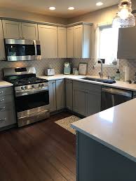 Our New Kitchen Stone Gray Aristokraft Cabinets Brave Marfil White Quartz Countertop Kenmor Kitchen Remodel Small Aristokraft Cabinets Kitchen Wall Cabinets