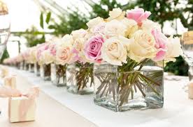 Wedding flower trends for 2020. Wedding Buffet Table Flower Decorations Small White Flower In A Row