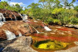 Caño cristales is a colombian river located in the serrania de la macarena province of meta, and is a tributary of the guayabero river. File Cascadas Manto De La Virgen Cano Cristales La Macarena Meta Colombia Jpg Wikimedia Commons