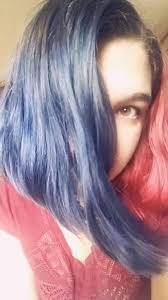 Split Hair Dye Black And Blue Red And Blue Hair Dye Split Hair Dyed Hair Blue Split Hair Blue Hair