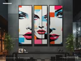 Set of 3 Women Fashion Collage Prints. Print Set Wall Art. Extra Large  Panorama. Digital PRINT, FRAMED or CANVAS. Panoramic Wall Art Print.