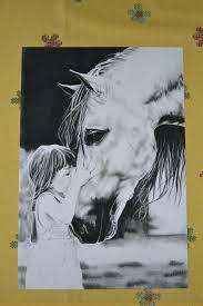 Disegno stilizzato bambina con cavallo : Pin Su Tutti I Miei Lavori Artistici 3