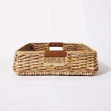 | small brown decorative trinket tray plate ceramic stoneware 2 x 2 x 1 inch. 26 X 16 Decorative Banana Leaf Rectangle Woven Tray With Cut Off Handles Brown Threshold Designed With Studio Mcgee Target