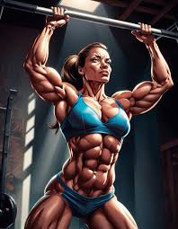 Comic book style illustration of a female bodybuil... - AI Art