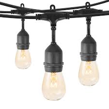 Brightown Outdoor Patio String Lights 48ft Weatherproof Commercial Grade Hanging Lights With 15 S14 Edison Bulbs Ul Listed Connectable Strand For Backyard Porch Bistro Tent Party 11w E26 Base Black Amazon Com