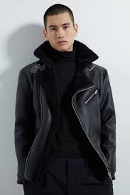 Double Faced Biker Jacket Faux Shearling Jackets Man Zara Canada Jackets Faux Shearling Jacket Biker Jacket