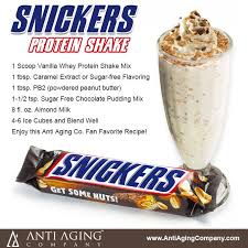 Snickers Protein Shake Recipe Protein Shakes And Printable Recipes Http Blog Antiagingcompany C Protein Shake Smoothie Protein Shake Recipes Shake Recipes