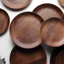 Luxury Black Walnut Solid Wood Plates Premium Natural Wood Tableware F House Boutique Wooden Plates Wooden Kitchen Utensils Tableware