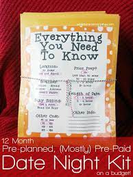 While He Was Napping 12 Month Pre Planned Mostly Pre Paid Date Night Kit On A Budget Date Night Gifts Year Of Dates Date Night