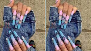 Butterfly Long Acrylic Nails Tutorial 2020 How To Apply Nail Decal Stickers Diy Nails Fascination Youtube