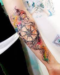 Want to see the world's best watercolor compass tattoo designs? Meaningful Watercolor Compass Tattoo Novocom Top