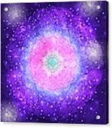 Considered lucky in… 👿 angry face with horns Ornamental Floral Ethnic Mandala On Purple Galaxy Background Digital Art By Jelena Obradovic