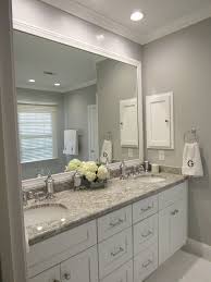 In this serene bathroom, also from am dolce vita, we see how neutral accents work particularly well when a bathroom is dominated by white and gray. Elegant Grey And White Master Bath Renovation Muse Kitchen And Bath