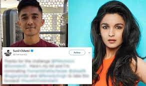 Sunil chhetri is an indian professional footballer who plays as a striker or winger and captains both indian super league side bengaluru fc. Sunil Chetri Challenges Alia Bhatt To Humfittohindiafit India Com