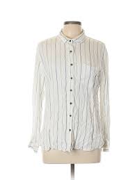 Details About Jachs Girlfriend Women White Long Sleeve Button Down Shirt Lg