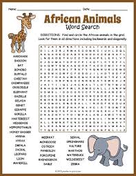 Free Printable African Animals Word Search En 2020 Cahier D Activites