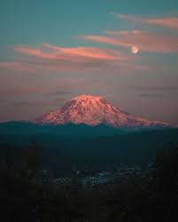 Maybe you would like to learn more about one of these? Photo I Got Of Mount Rainier Under The Moonrise Last Week At Sunset Seattle