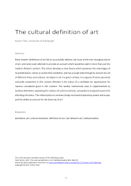 Pdf The Cultural Definition Of Art