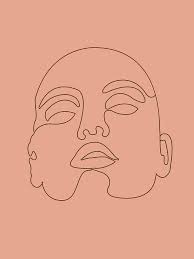 Face drawing in lines, yellow fashion sketch, woman art. Face 03 Abstract Minimal Line Art Portrait Of A Girl Single Stroke Portrait Terracotta Brown Mixed Media By Studio Grafiikka