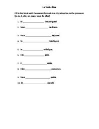 Etre Conjugation Worksheets Teaching Resources Tpt