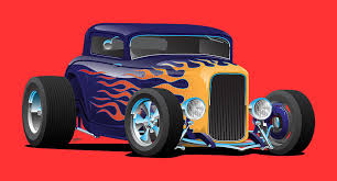 Supercoloring.com is a super fun for all ages: Vintage Hot Rod Car With Classic Flames Digital Art By Jeff Hobrath