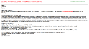 Adakah anda ingin membuat permohonan kerja kosong kerajaan atau swasta? Car Wash Supervisor Offer Letter