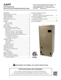 Remember, the wires coming from the thermostat are terminated in the hvac equipment. Goodman Mfg Aspf Air Handlers Wheelchair User Manual Manualzz