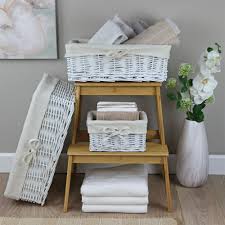Unique decor ratan wicker wood treasure chest trunk storage box with latch. White Wicker Storage Basket Lined The Basket Company