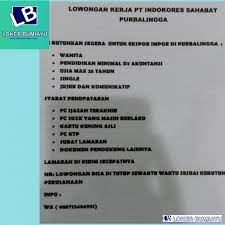 Gaji pt indokores purbalingga : Lowongan Kerja Pt Indokores Sahabat Purbalingga Pendidikan Surat Kartu