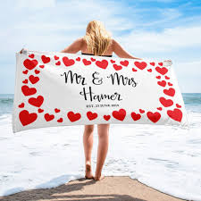 Custom Mr Mrs Wedding Beach Towels Personalized Wedding Gift Honeymoon Gift Gifts For The Personalized Wedding Gifts Honeymoon Gifts Mr And Mrs Wedding