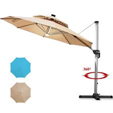Garden parasols and bases at argos. 10ft Solar Led Patio Cantilever Umbrella 360 Rotation Aluminum Beige W Usb Op70376be Patio Umbrellas Bases Aliexpress