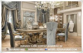 Set Meja Makan Mewah Jackson 8 Kursi Ukir Set Kursi Makan Mewah Set Kursi Makan Kayu Jati Set Kursi Makan Kayu Mahony Mej Set Meja Makan Mebel Rumah Impian