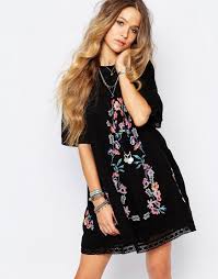 Image 1 Of Free People Victorian Embroidered Smock Dress In Black Fashion Maxi Dress Prom Boho Fashion