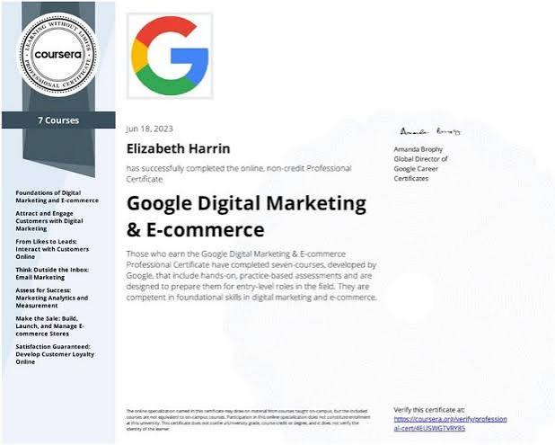 I took the Google Digital Marketing & E-commerce course (Review)