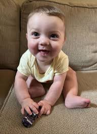 This 7 month old is THRILLED to be playing with his new Leidos NASCAR…