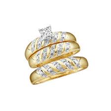 Making a gold and emerald engagement ring. Classic Trio Married Rings 1 Carat Princess Cut Diamond On Gold Jeenjewels