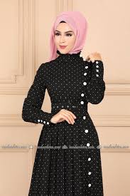 Moda Selvim Puantiyeli Elbise Ferace 9499w153 Siyah Puantiyeli Elbise Moda Stilleri The Dress