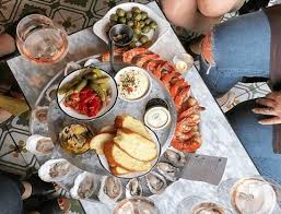 Broccoli, seafood delight, hunan beef, sesame tofu. Pine Crane Goop