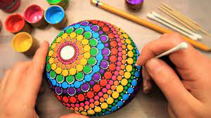 Several colours and patterns characterize mandala rock paintings. Easy Dot Art Mandala Rock Painting Using Only Qtip Toothpick Pencil Lip Balm Tool How To Lydia May Youtube