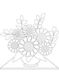 This pretty coloring page shows a bouquet of flowers. Printable Sunflowers Bouquet Coloring Page For Both Aldults And Kids