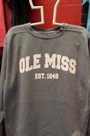 Ole Miss Est 1848 Crew Sweatshirt Granite With White 36 95 Ole Miss Sweatshirt Ole Miss Apparel Sweatshirts