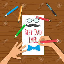 Feliz Dia Del Padre El Nino Roba Una Carta A Su Padre Tarjeta De Felicitacion Hecha A Mano Ilustracion Vectorial Ilustraciones Vectoriales Clip Art Vectorizado Libre De Derechos Image 79013636