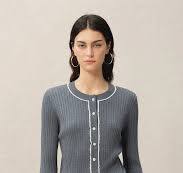 Niki Grey Cardigan in Lyocell Blend Knit