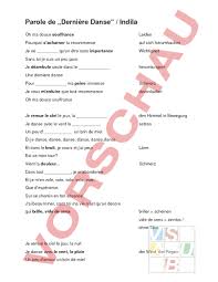 Derniere danse(remix) — sa_indila 03:58. Arbeitsblatt Chanson Derniere Danse Franzosisch Anderes Thema