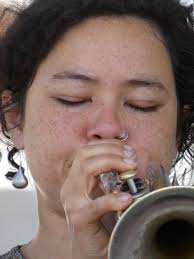 Shaye with Wit's End Brass Band in Kingston, New York in 2016.