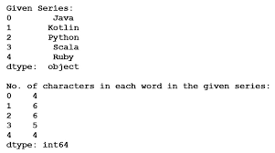 # python3 code to demonstrate working of. Calculate The Number Of Characters In Each Word In A Pandas Series Geeksforgeeks