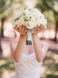 With the ball gown, the goal of the bouquet is to compliment the style without making it look like too much. Bridal Bouquet Off White Roses White Wedding Bouquets Wedding Bouquets Dream Wedding
